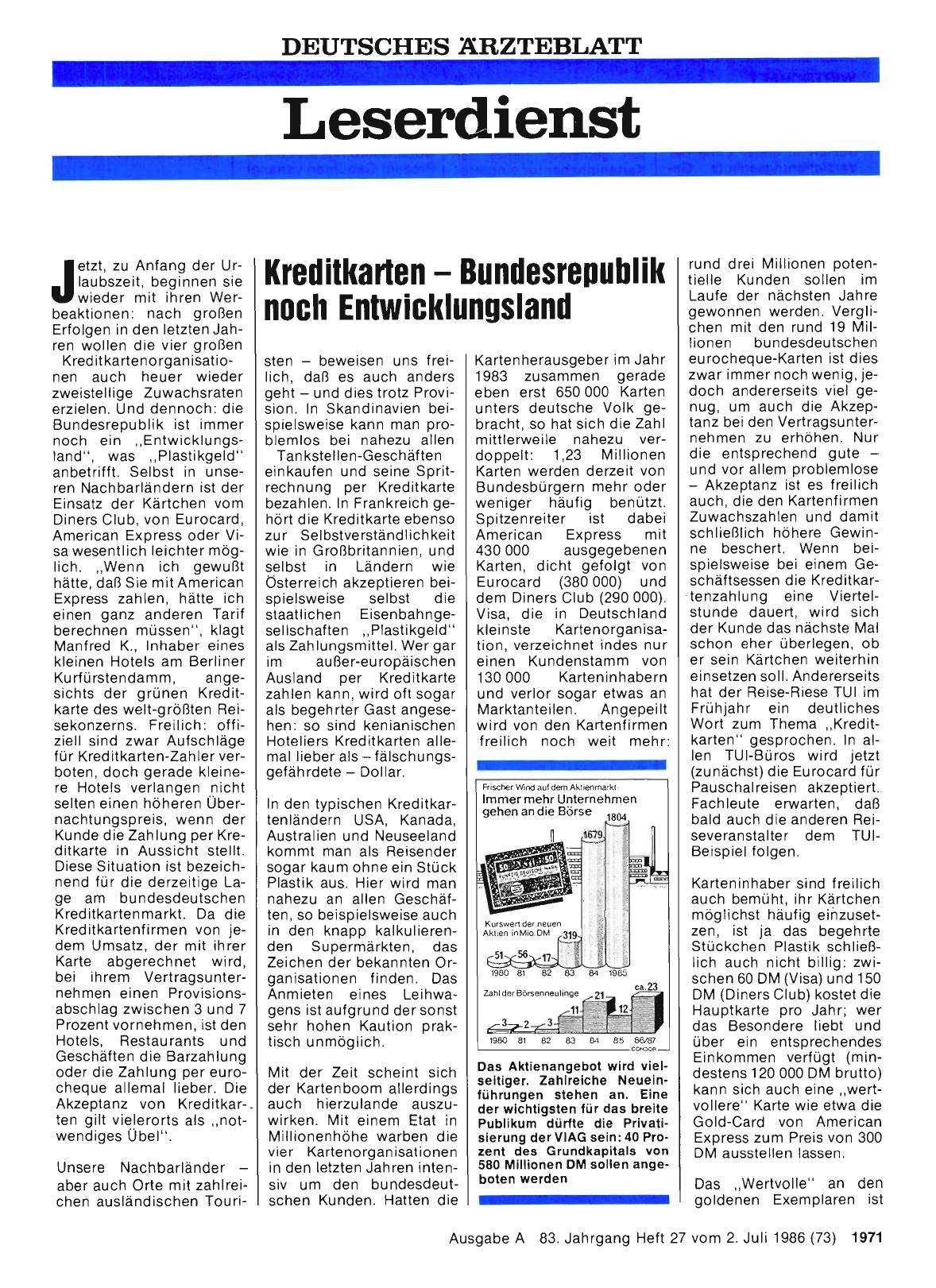 Vorschauseite 1: Kreditkarten – Bundesrepublik noch Entwicklungsland