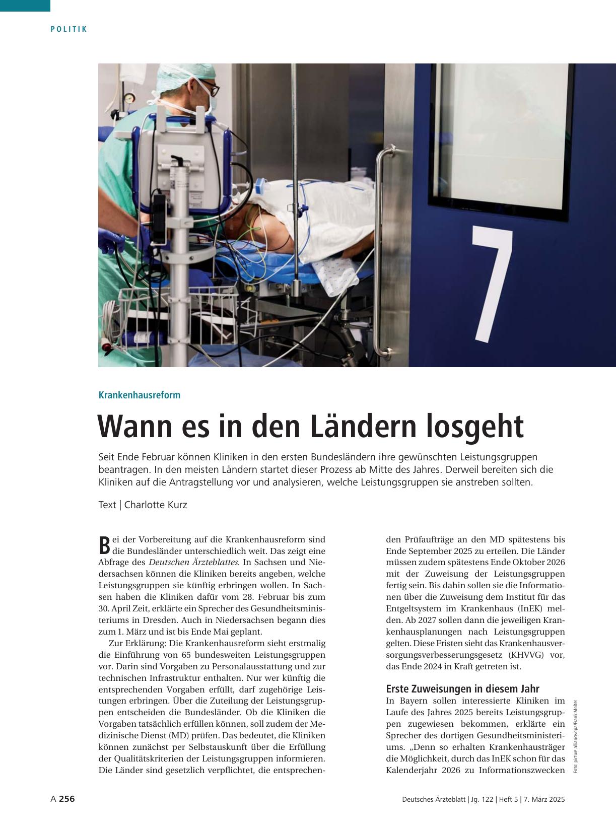Vorschauseite 1: Krankenhausreform: Wann es in den Ländern losgeht