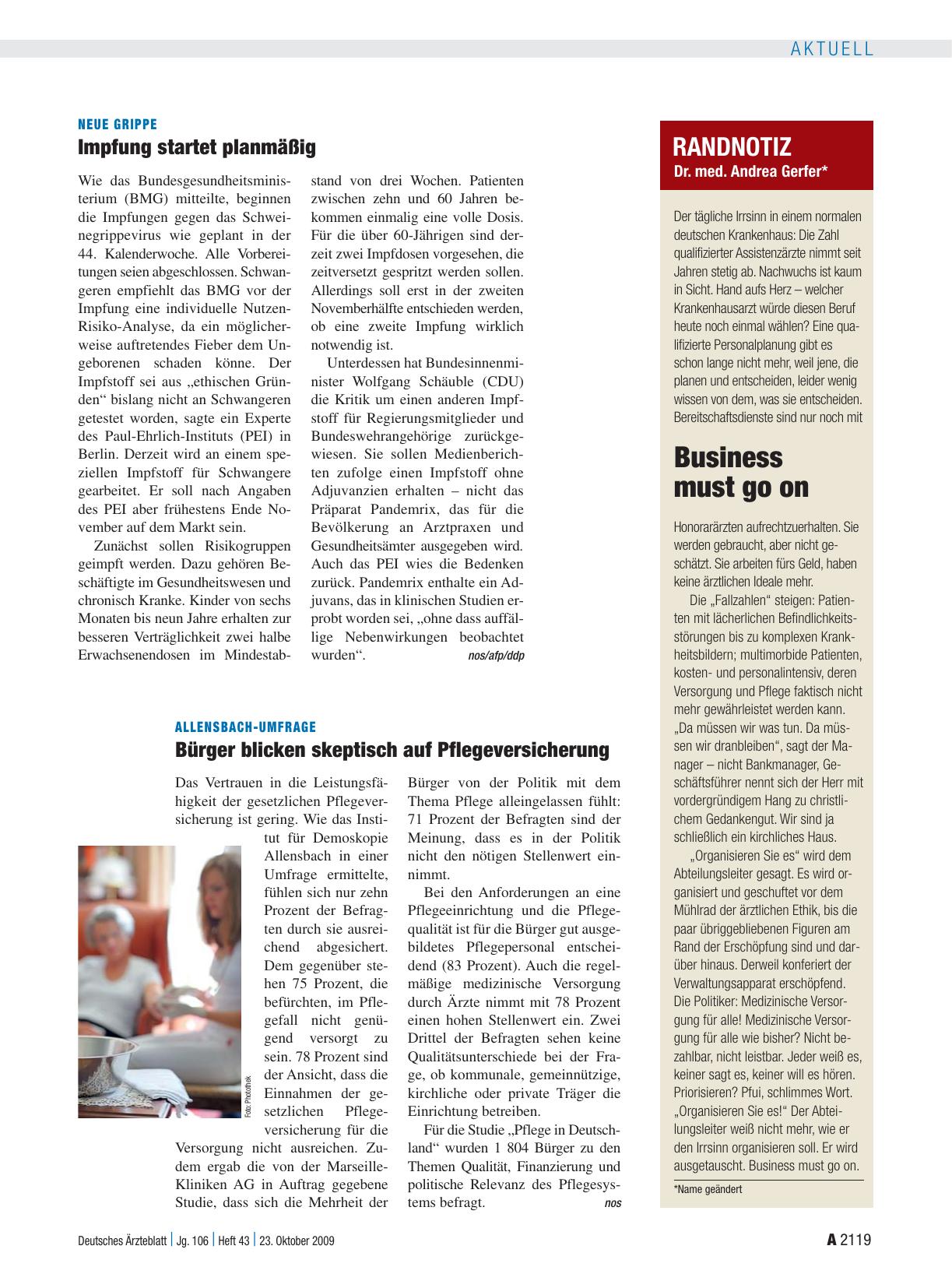 Vorschauseite 1: Neue Grippe: Impfung startet planäßig
