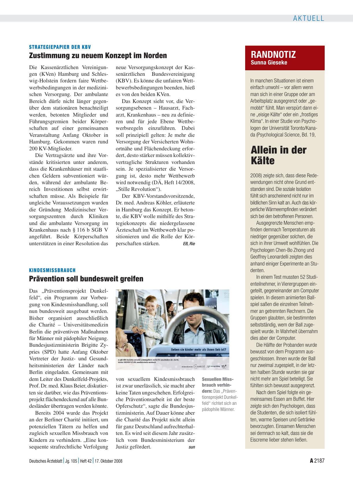 Vorschauseite 1: Strategiepapier der KBV: Zustimmung zu neuem Konzept im Norden