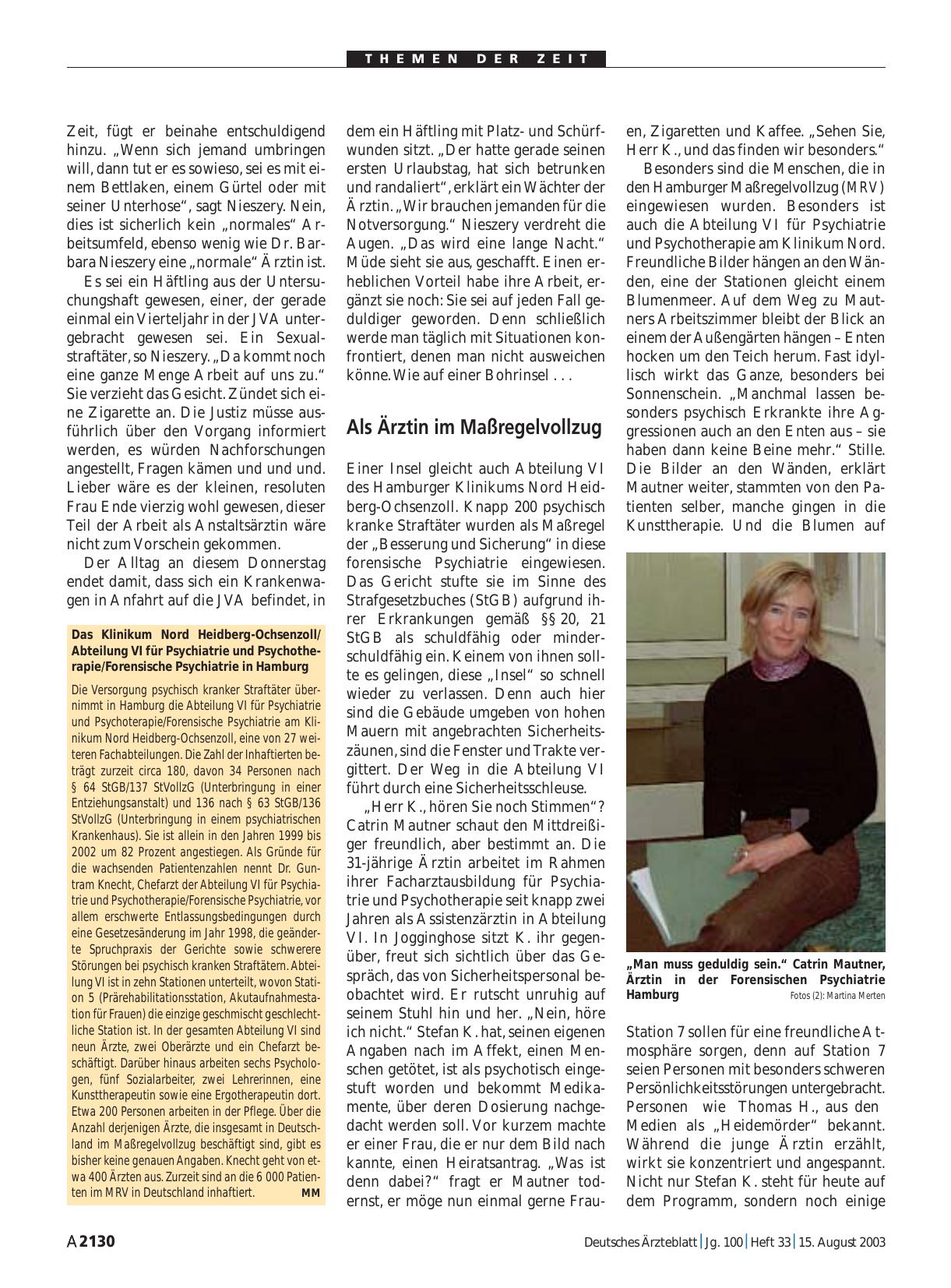 Vorschauseite 1: Das Klinikum Nord Heidberg-Ochsenzoll/ Abteilung VI für Psychiatrie und Psychotherapie/Forensische Psychiatrie in Hamburg