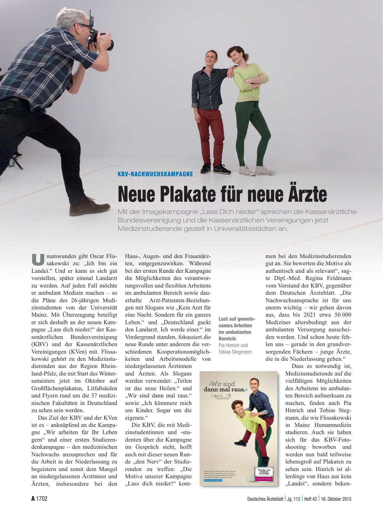 Vorschauseite 1: KBV-Nachwuchskampagne: Neue Plakate für neue Ärzte