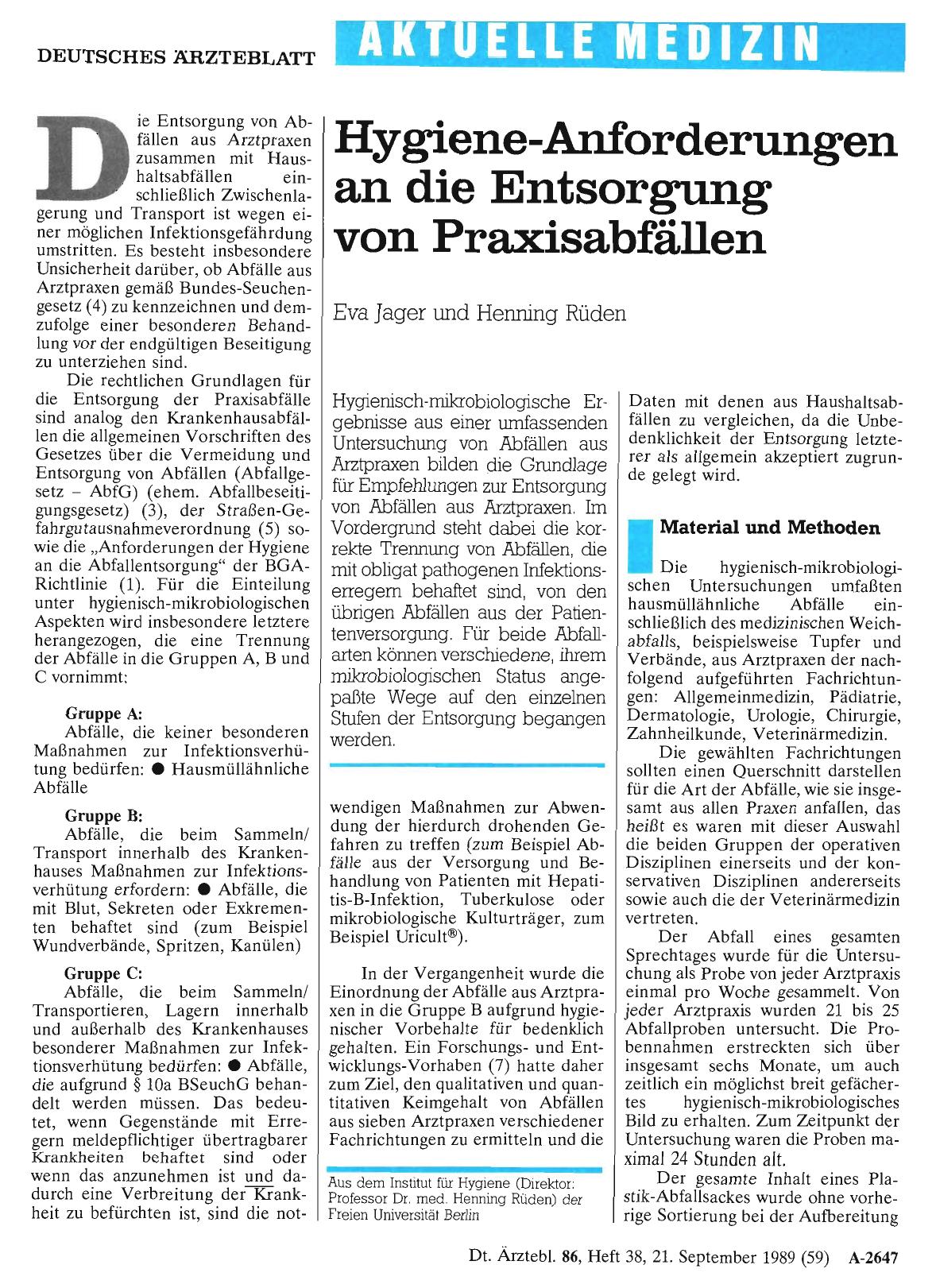 Vorschauseite 1: Hygiene-Anforderungen an die Entsorgung von Praxisabfällen