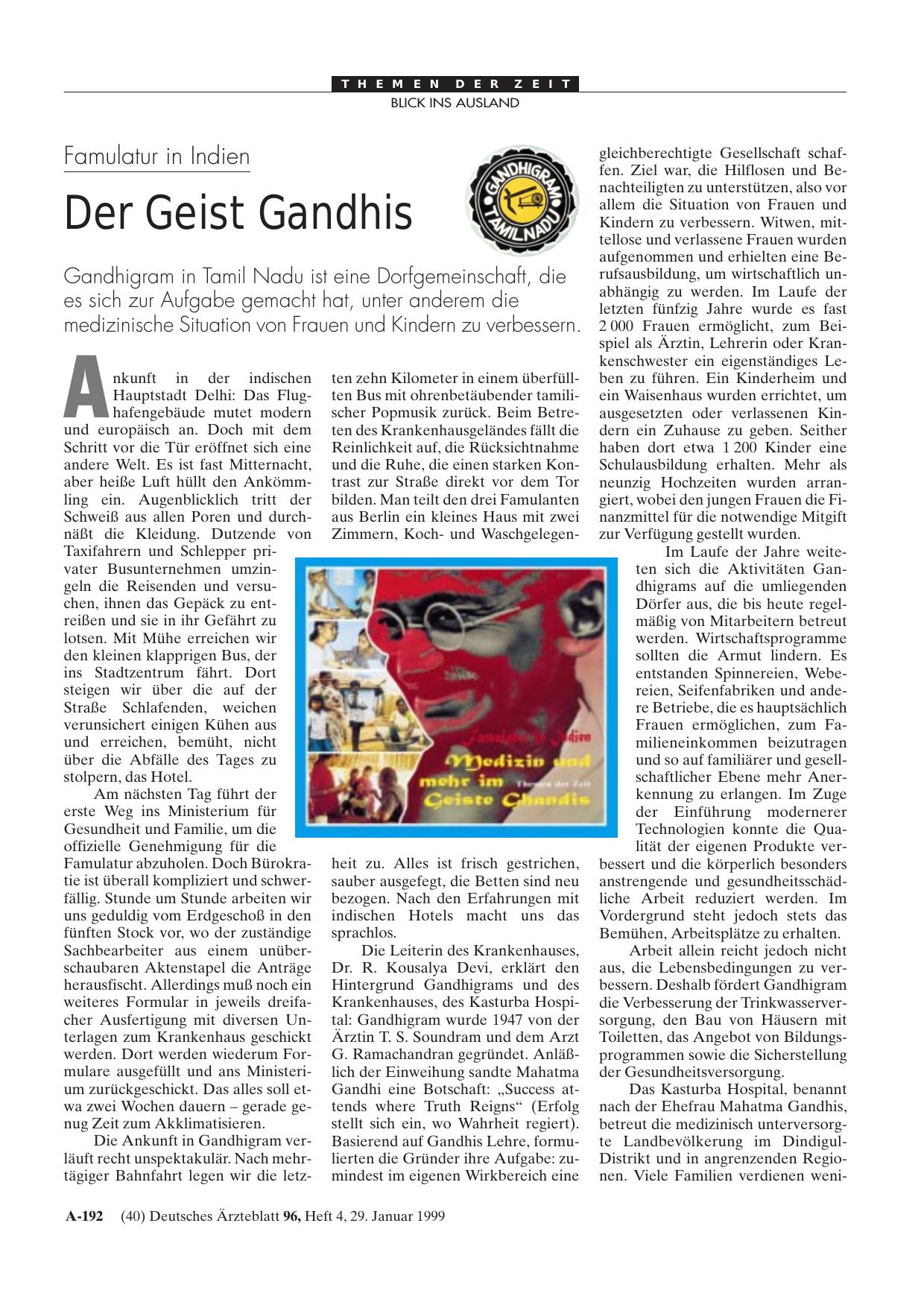 Vorschauseite 1: Famulatur in Indien: Der Geist Gandhis