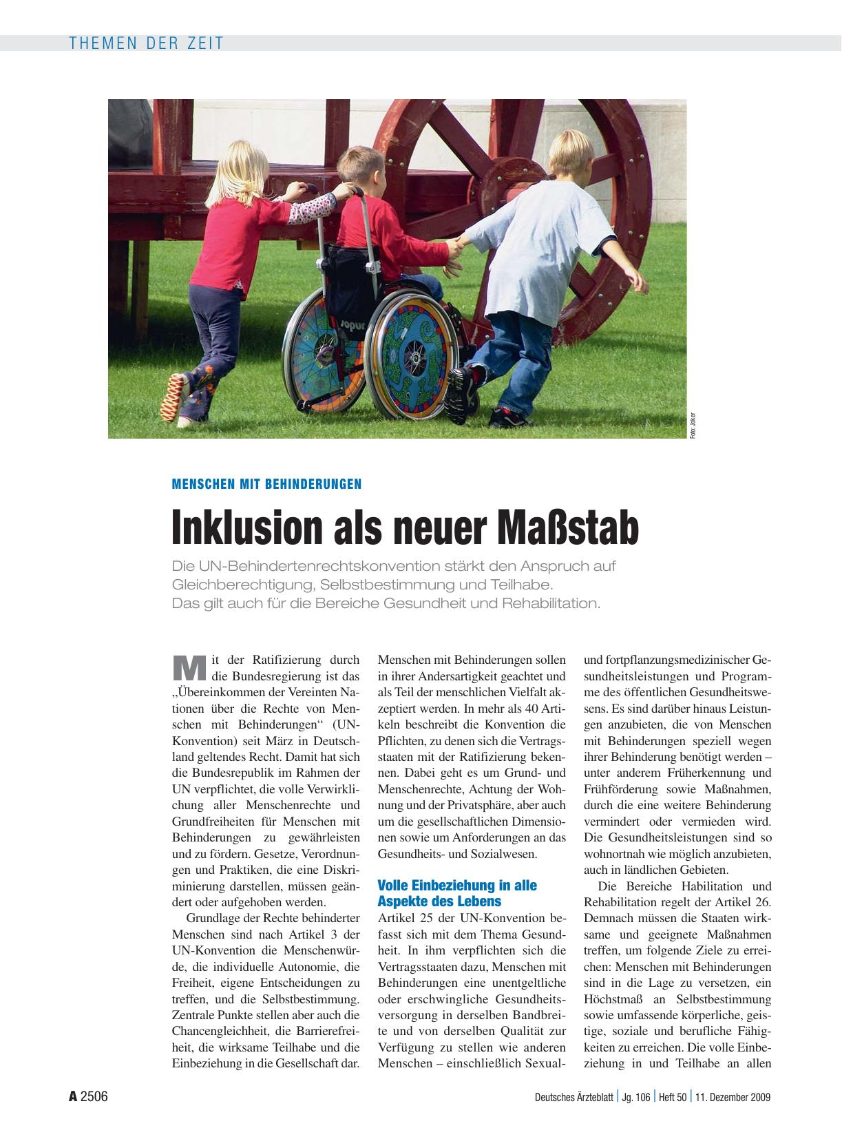 Vorschauseite 1: Menschen mit Behinderungen: Inklusion als neuer Maßstab