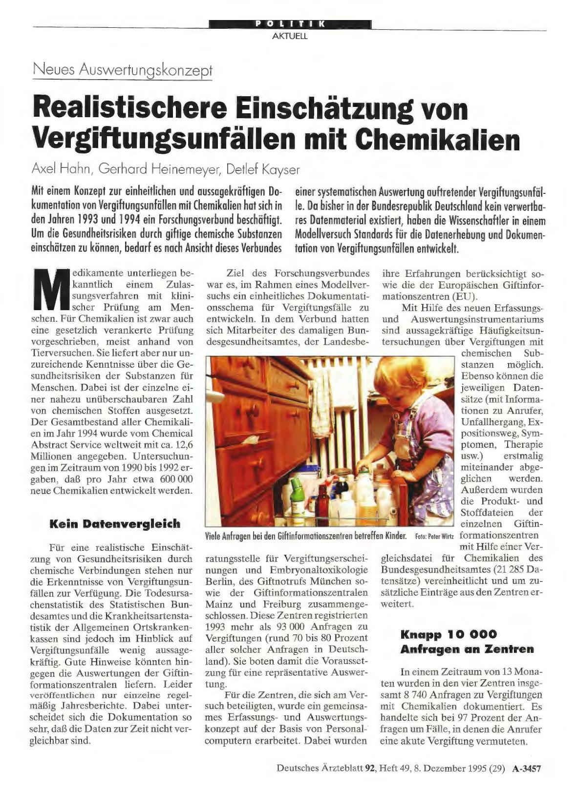 Vorschauseite 1: Neues Auswertungskonzept: Realistischere Einschätzung von Vergiftungsunfällen mit Chemikalien