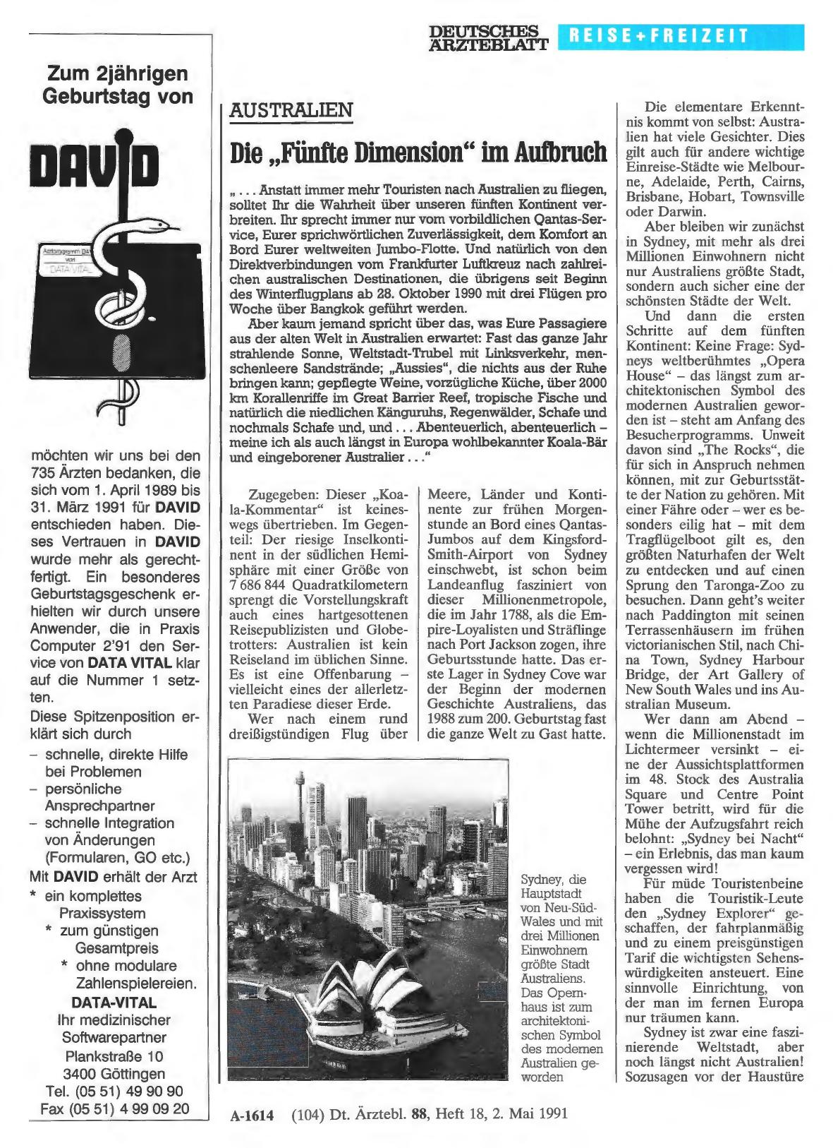 Vorschauseite 1: AUSTRALIEN: Die „Fünfte Dimension“ im Aufbruch