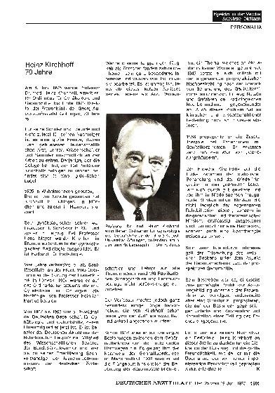 Vorschauseite 1: Heinz Kirchhoff 70 Jahre