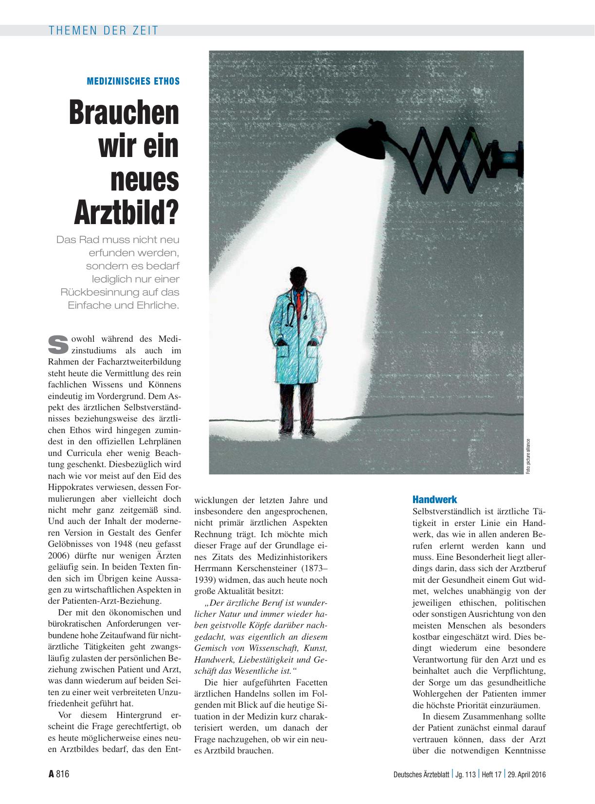 Vorschauseite 1: Medizinisches Ethos: Brauchen wir ein neues Arztbild?