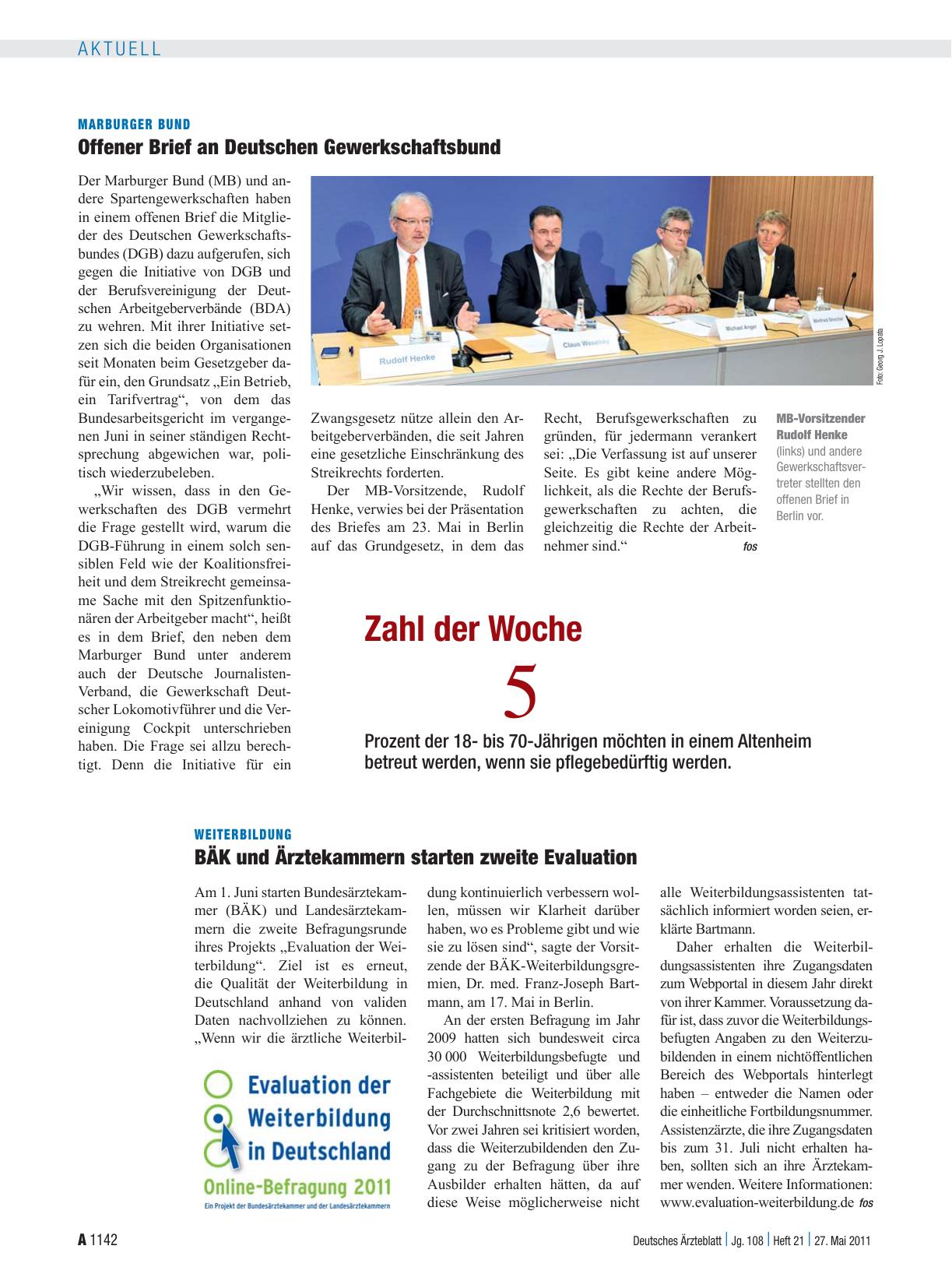 Vorschauseite 1: Weiterbildung: BÄK und Ärztekammern starten zweite Evaluation