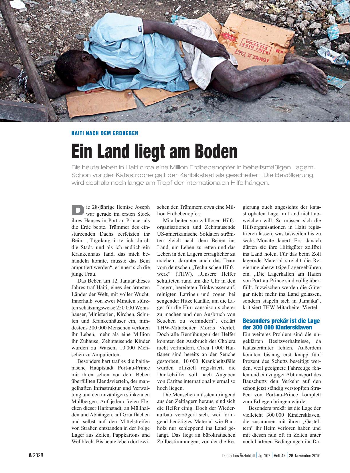 Vorschauseite 1: Haiti nach dem Erdbeben: Ein Land liegt am Boden