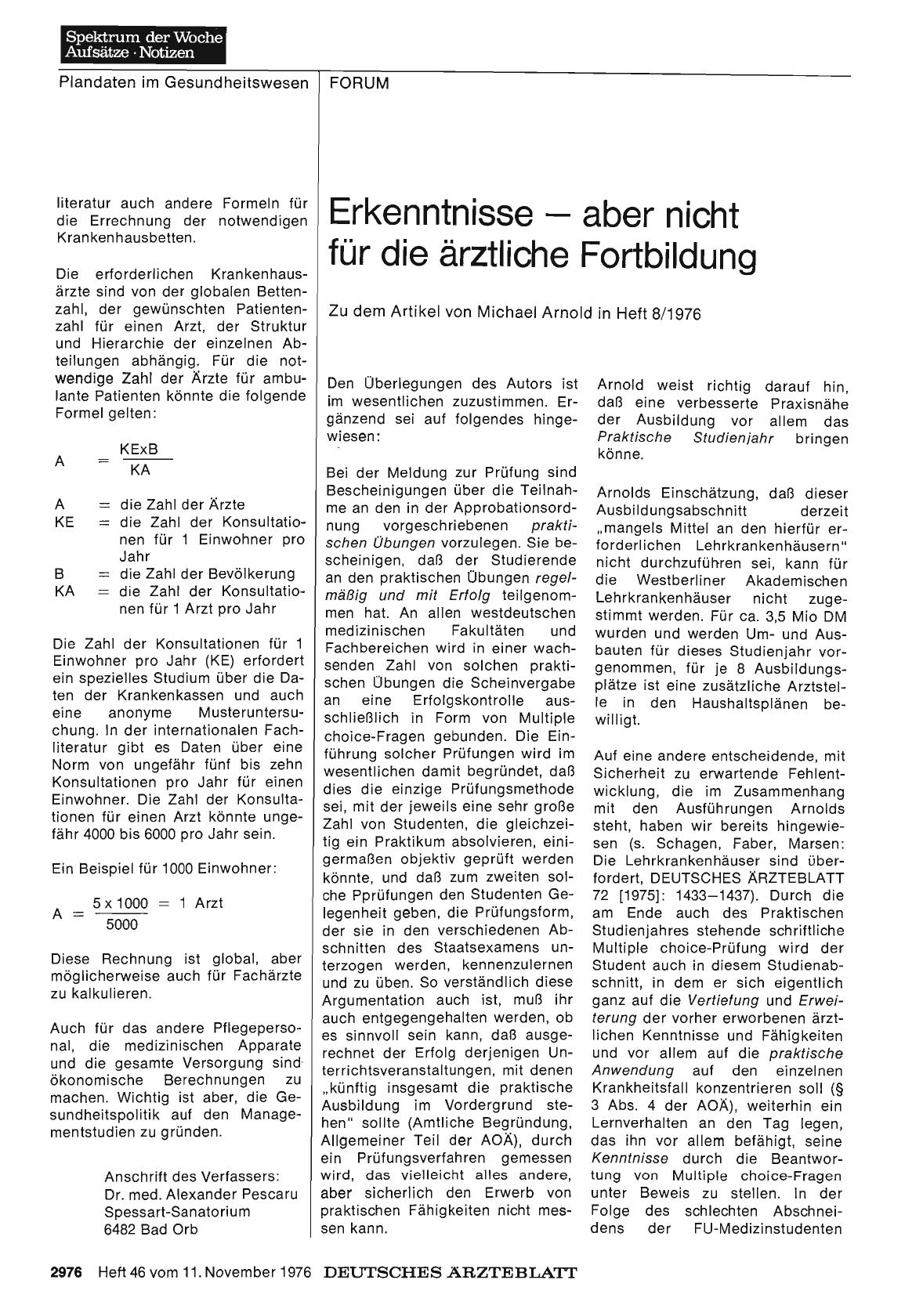 Vorschauseite 1: Erkenntnisse aber nicht für die ärztliche Fortbildung