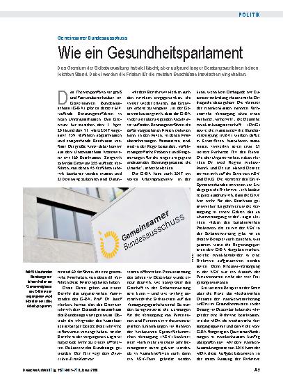 Vorschauseite 1: Gemeinsamer Bundesausschuss: Wie ein Gesundheitsparlament