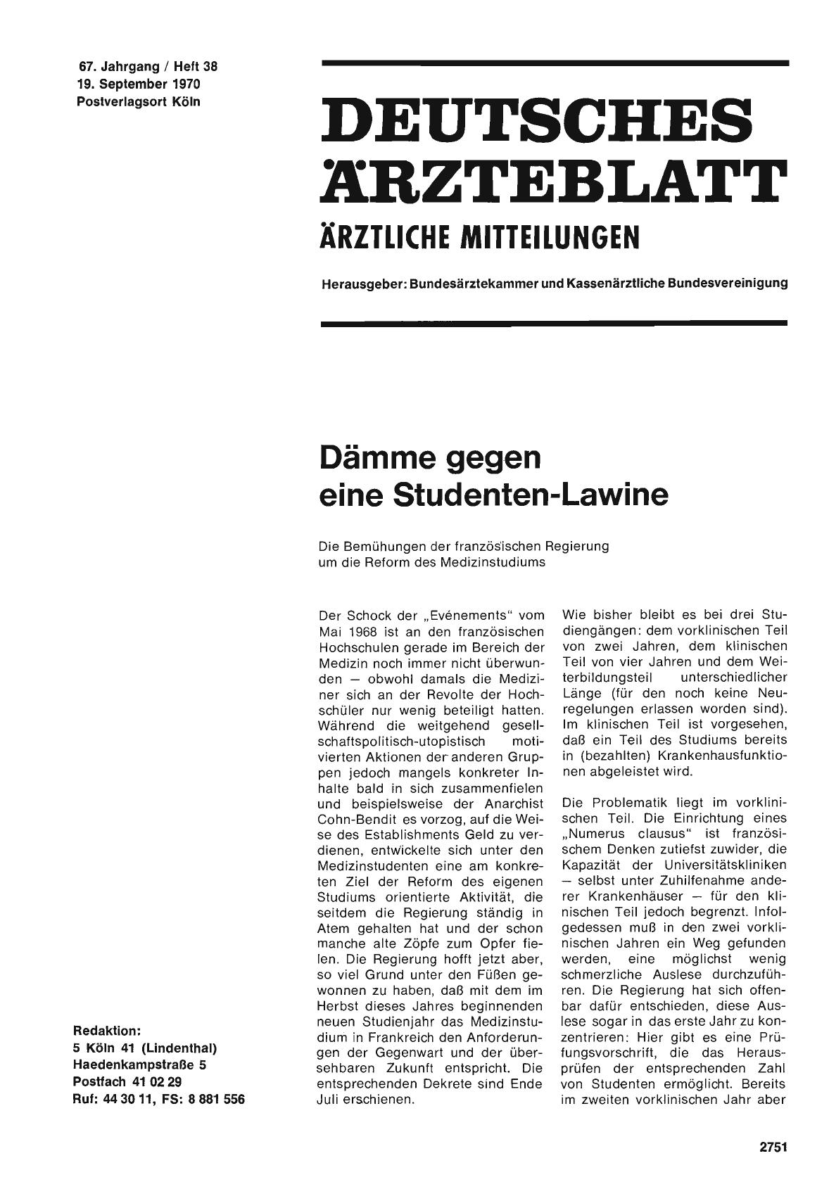 Vorschauseite 1: Dämme gegen eine Studenten-Lawine