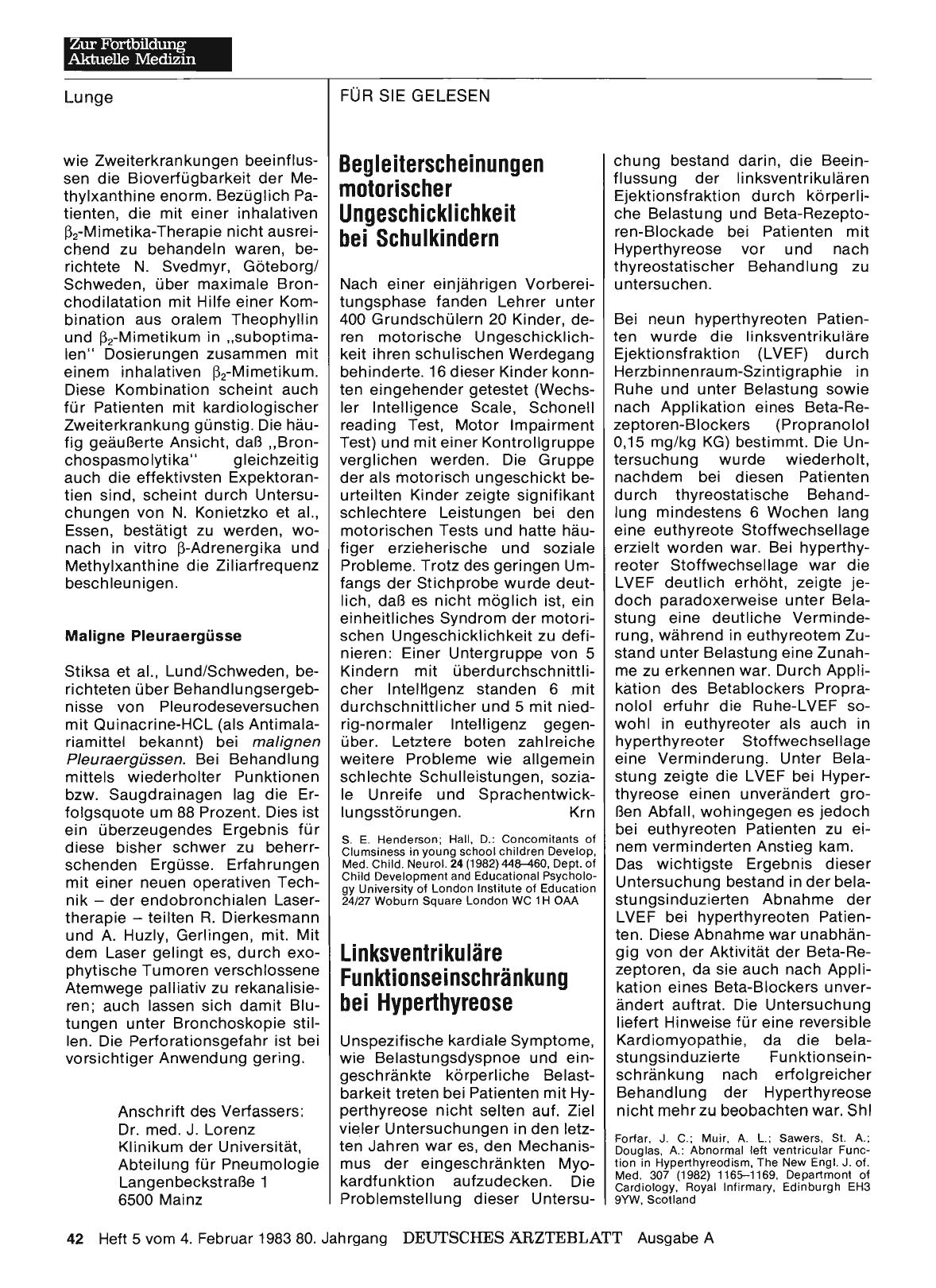 Vorschauseite 1: Begleiterscheinungen motorischer Ungeschicklichkeit bei Schulkindern