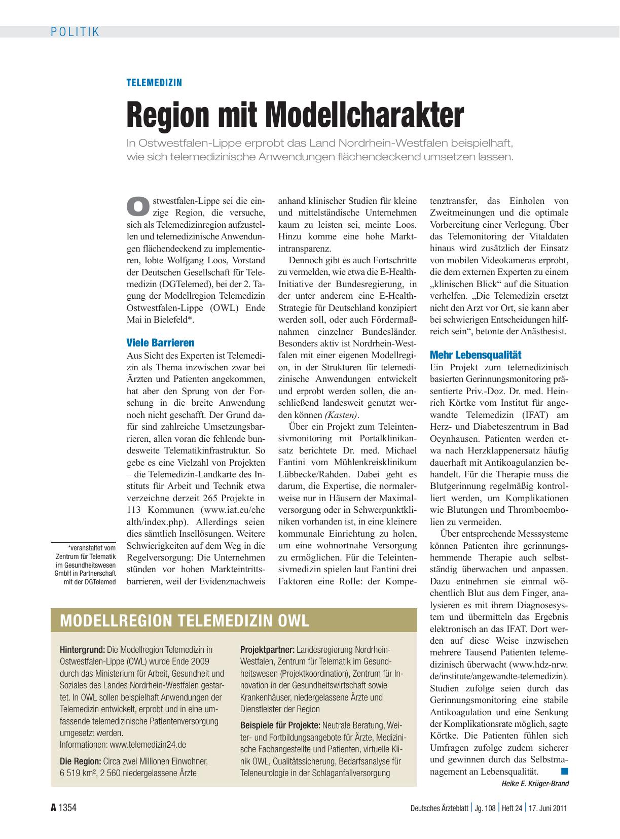 Vorschauseite 1: Telemedizin: Region mit Modellcharakter