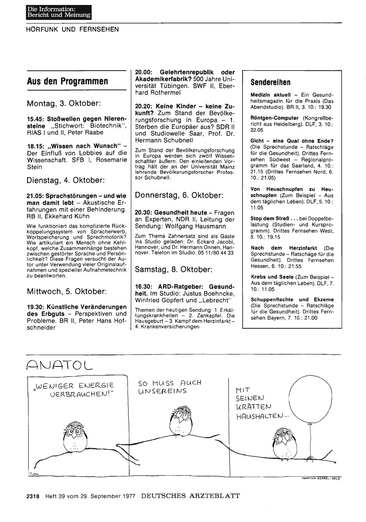 Vorschauseite 1: Aus den Programmen