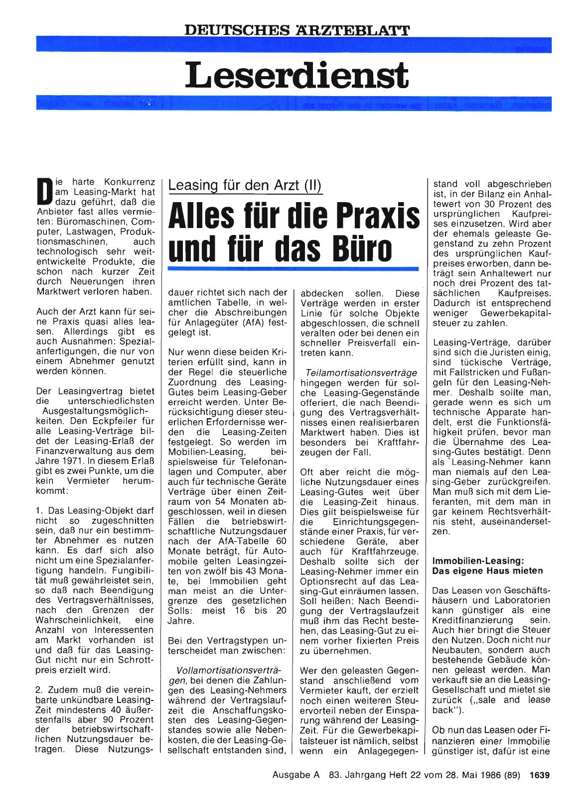 Vorschauseite 1: Leasing für den Arzt (II): Alles für die Praxis und für das Büro