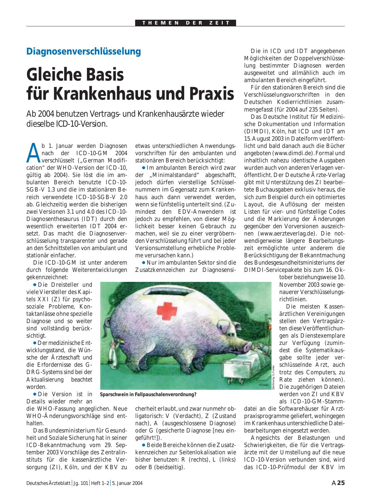 Vorschauseite 1: Diagnosenverschlüsselung: Gleiche Basis für Krankenhaus und Praxis