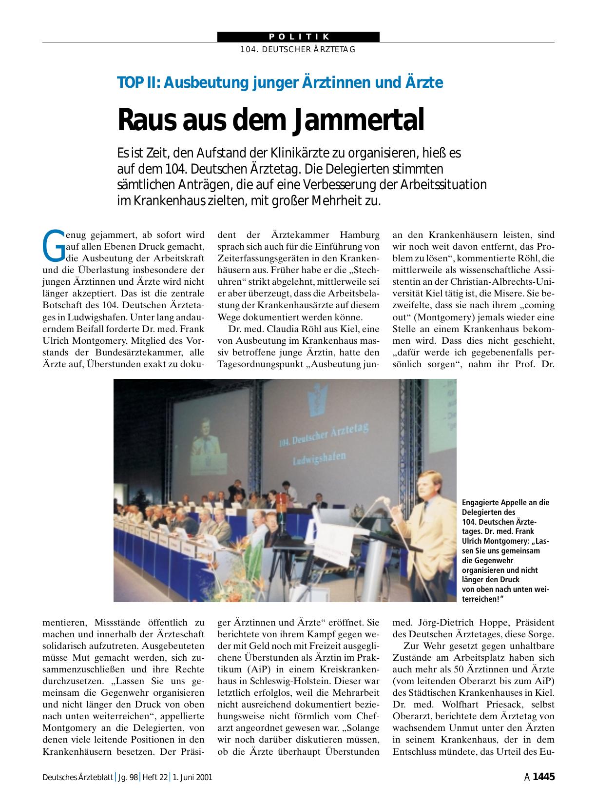 Vorschauseite 1: TOP II: Ausbeutung junger Ärztinnen und Ärzte - Raus aus dem Jammertal