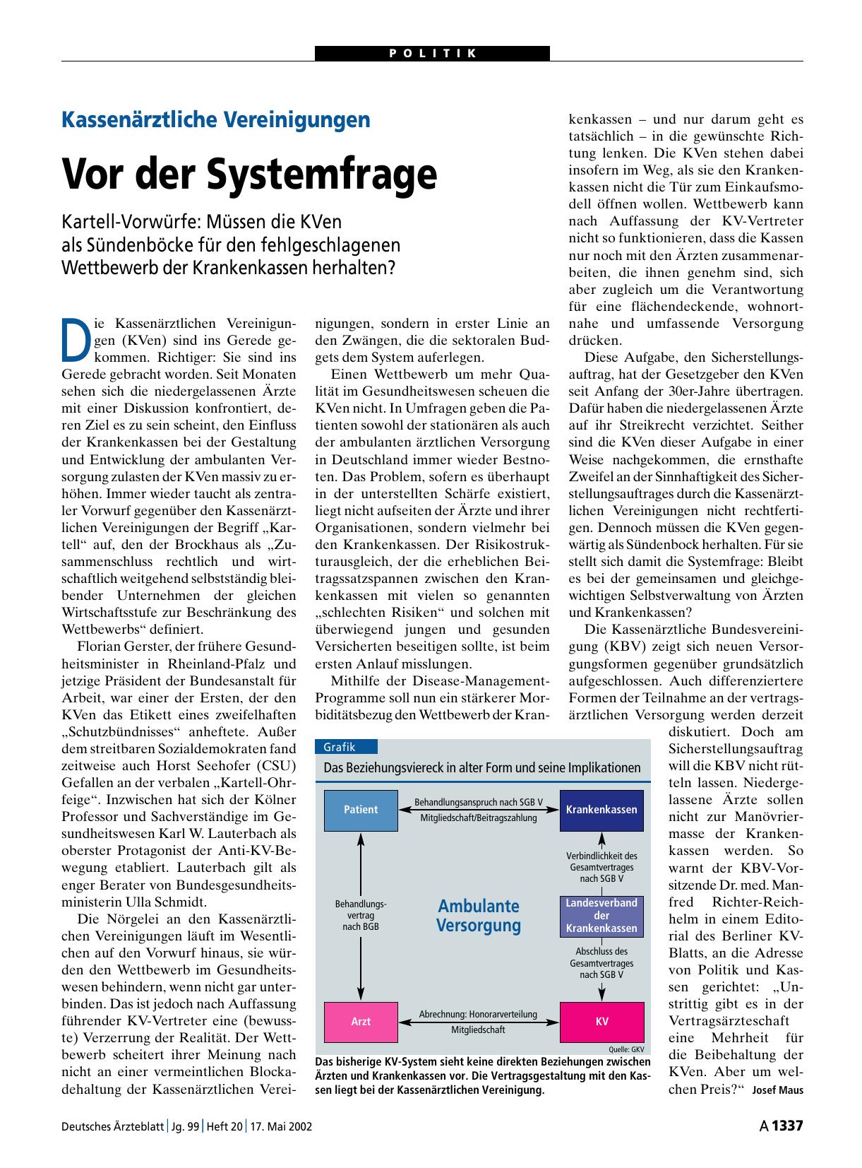 Vorschauseite 1: Kassenärztliche Vereinigungen: Vor der Systemfrage