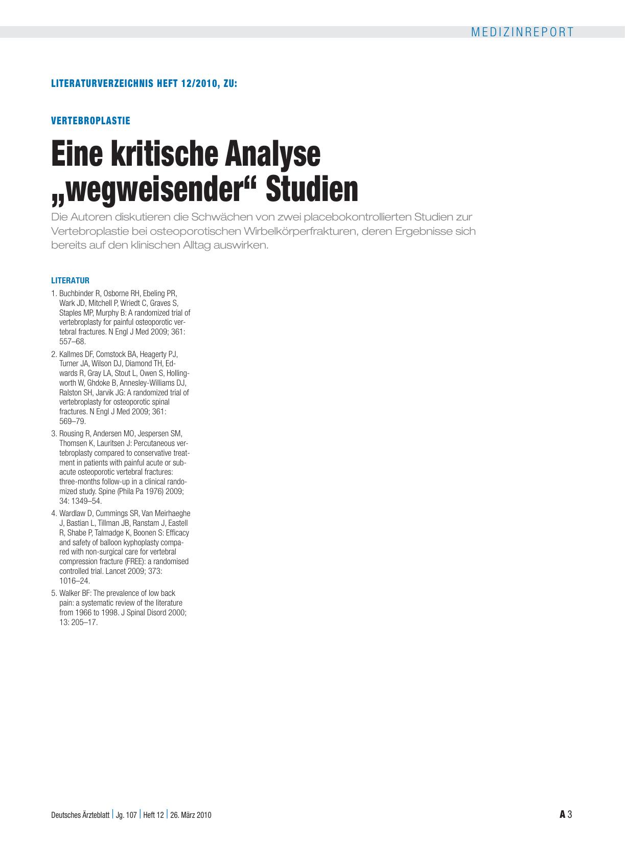 Vorschauseite 3: Vertebroplastie: Eine kritische Analyse „wegweisender“ Studien