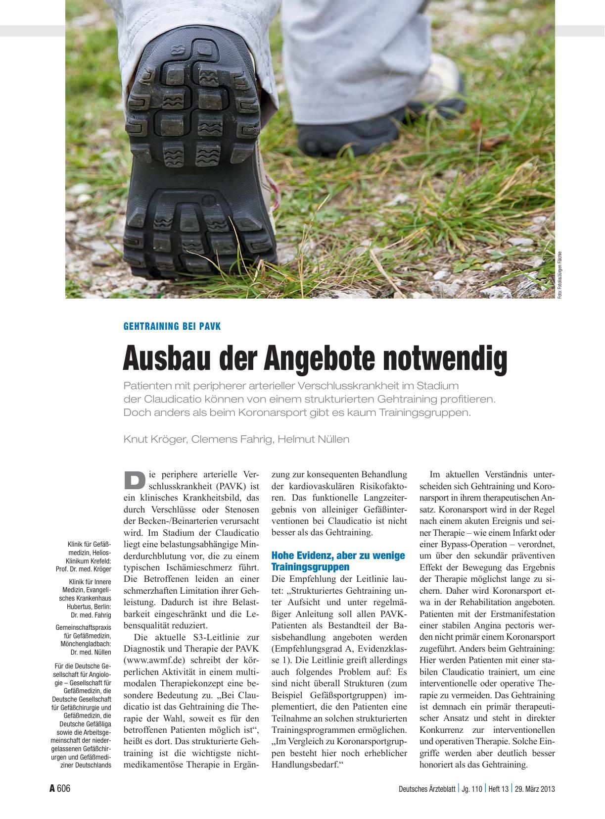 Vorschauseite 1: Gehtraining bei PAVK: Ausbau der Angebote notwendig