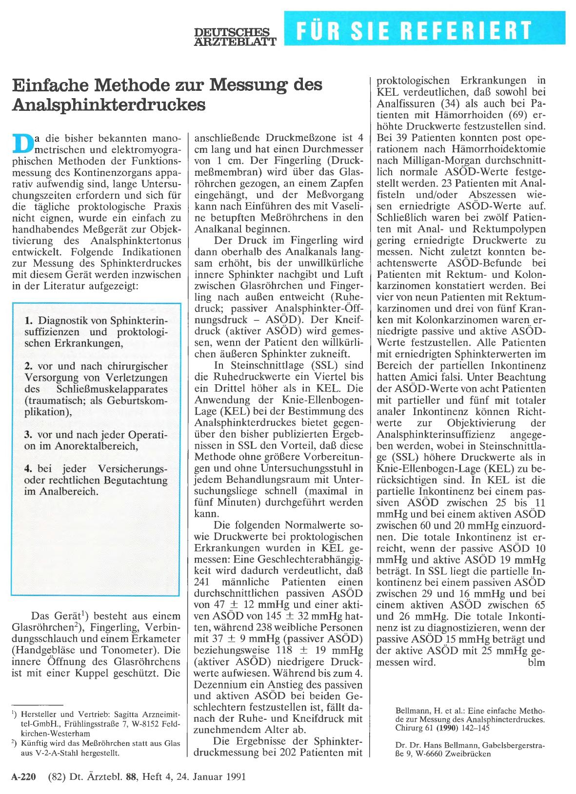 Vorschauseite 1: Einfache Methode zur Messung des Analsphinkterdruckes