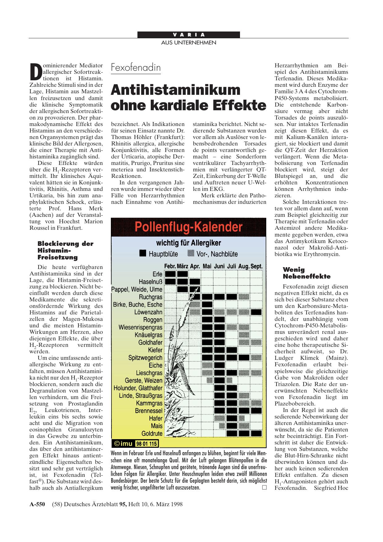 Vorschauseite 1: Fexofenadin: Antihistaminikum ohne kardiale Effekte