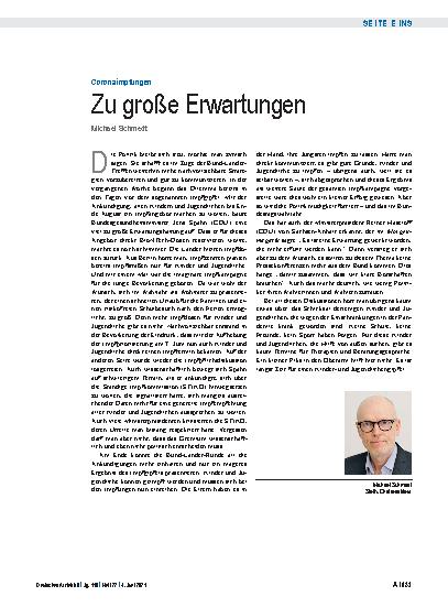 Vorschauseite 1: Coronaimpfungen: Zu große Erwartungen