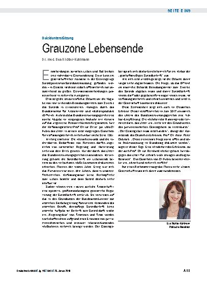 Vorschauseite 1: Suizidunterstützung: Grauzone Lebensende