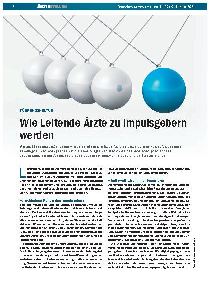 Vorschauseite 1: Führungskultur: Wie Leitende Ärzte zu Impulsgebern werden