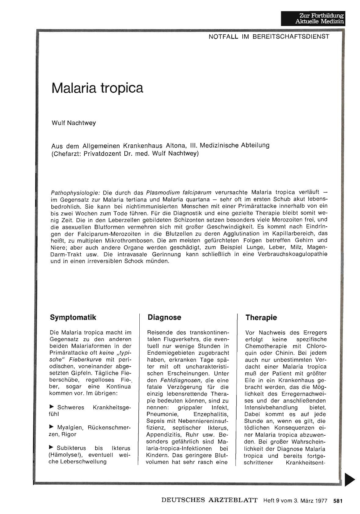 Vorschauseite 1: Malaria tropica