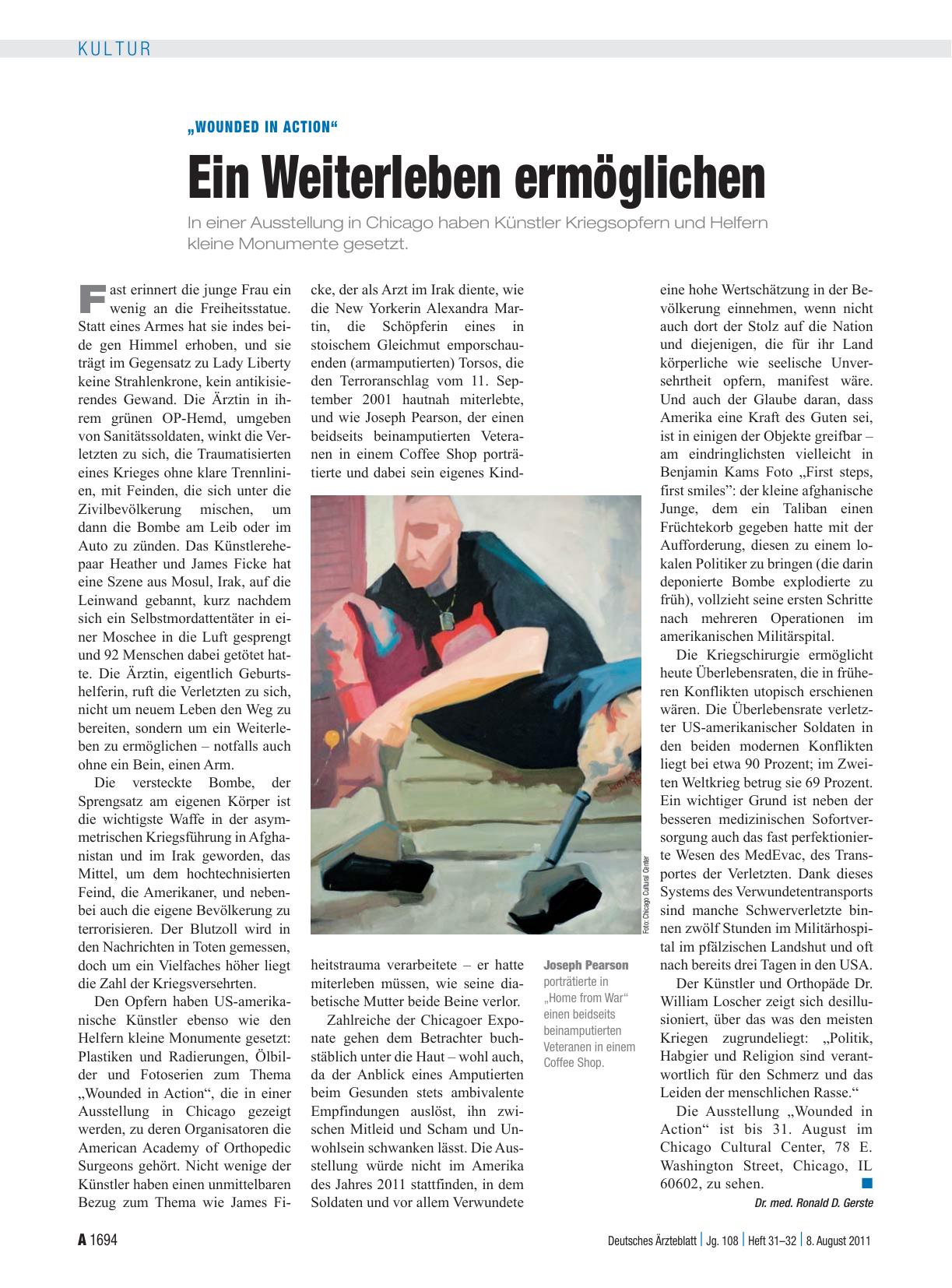 Vorschauseite 1: „Wounded in Action“: Ein Weiterleben ermöglichen