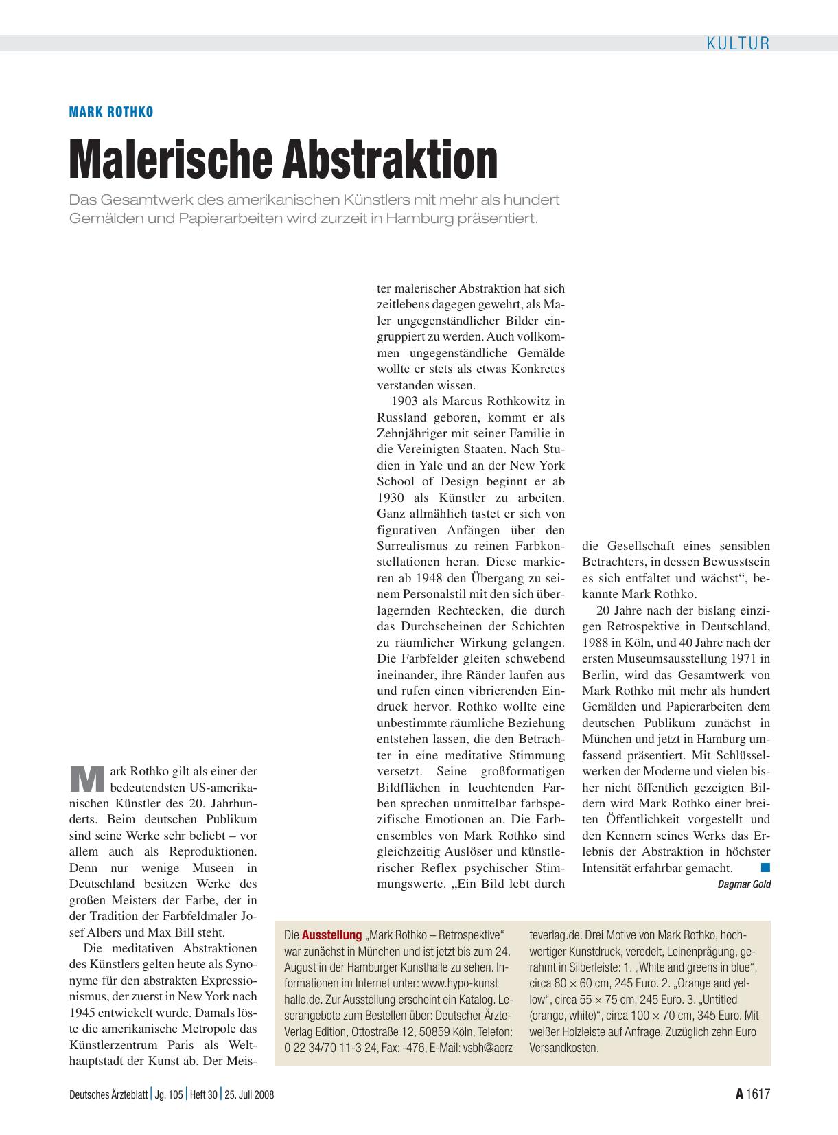 Vorschauseite 1: Mark Rothko: Malerische Abstraktion