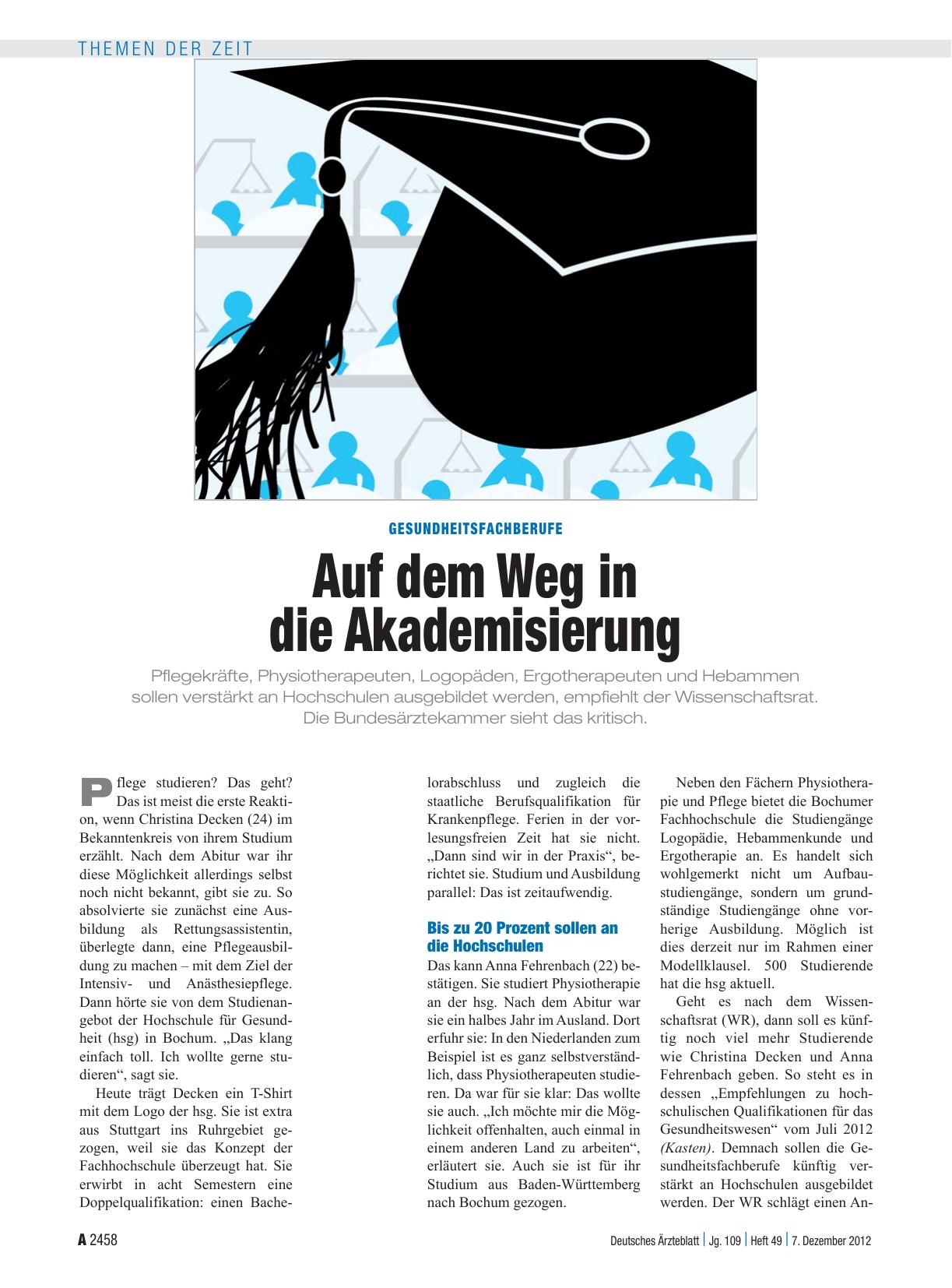 Vorschauseite 1: Gesundheitsfachberufe: Auf dem Weg in die Akademisierung