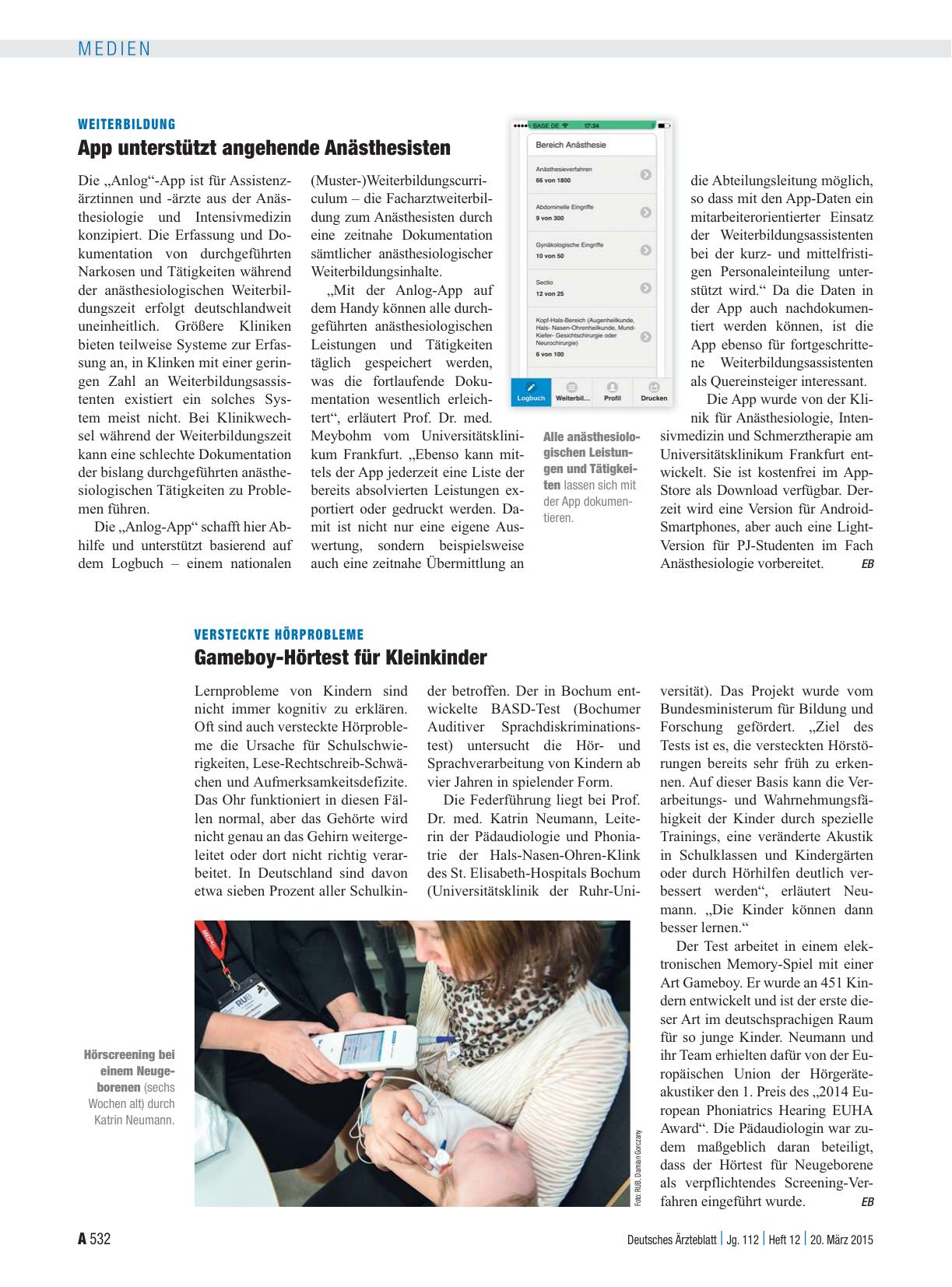 Vorschauseite 1: Weiterbildung: App unterstützt angehende Anästhesisten