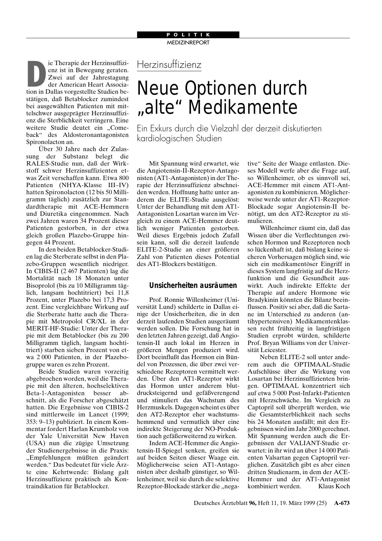 Vorschauseite 1: Herzinsuffizienz: Neue Optionen durch „alte“ Medikamente