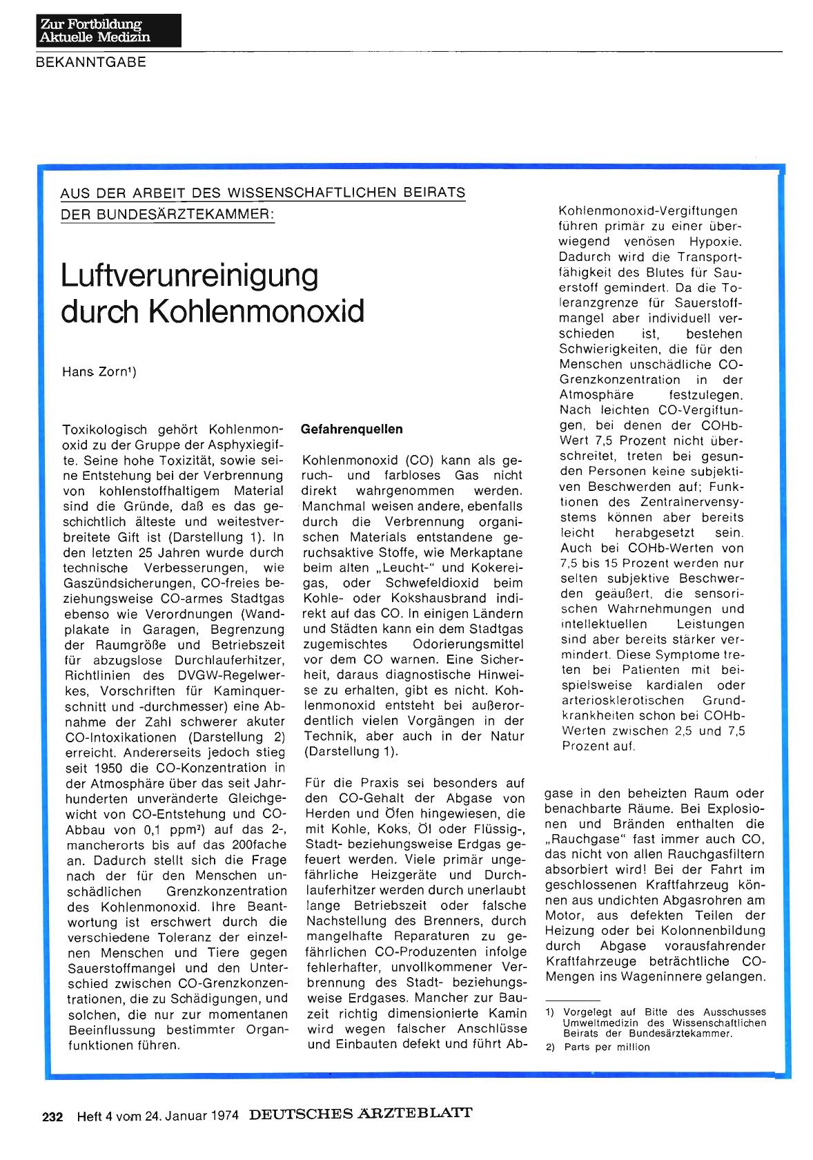 Vorschauseite 1: Luftverunreinigung durch Kohlenmonoxid
