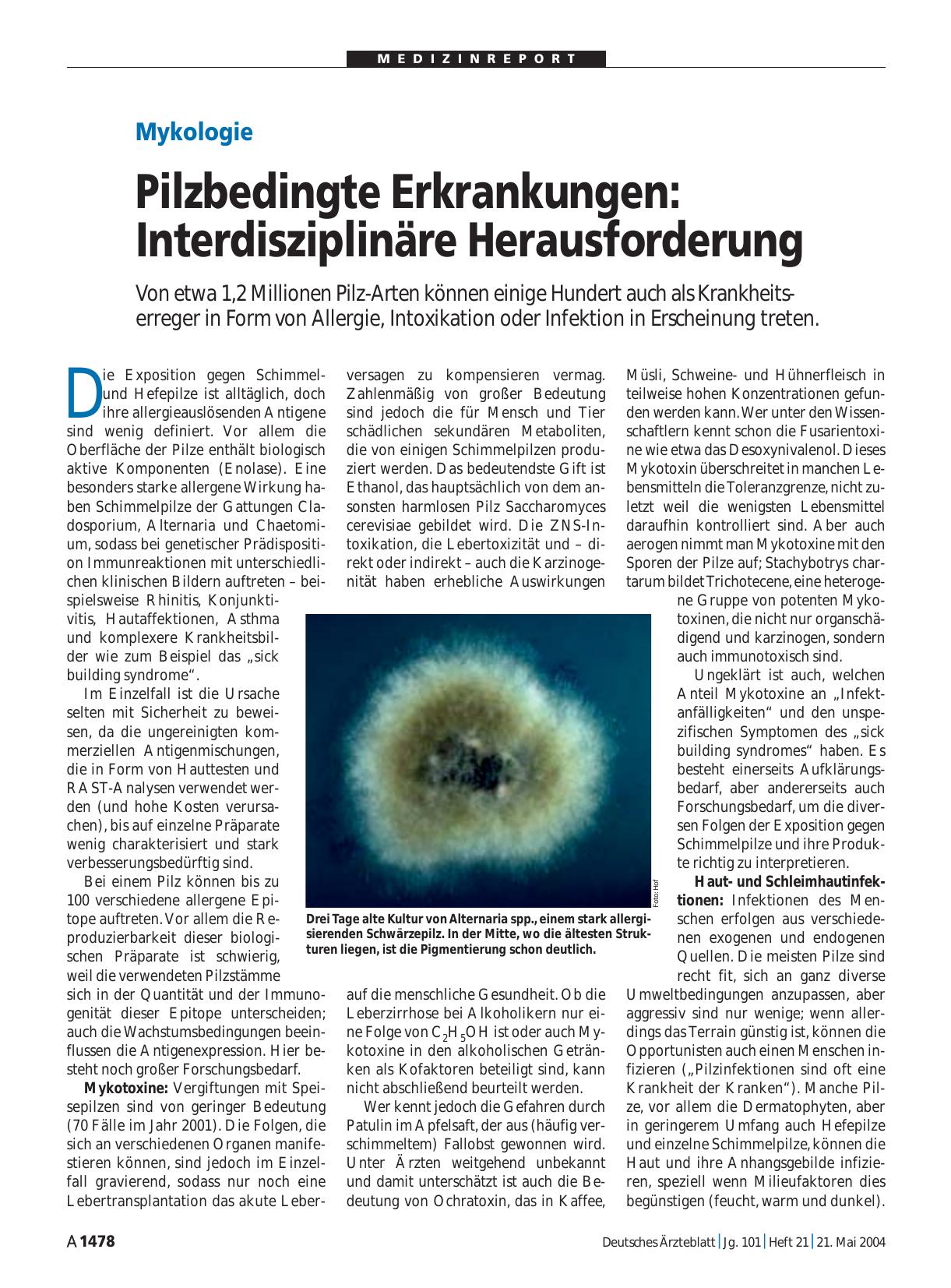 Vorschauseite 1: Mykologie: Pilzbedingte Erkrankungen – Interdisziplinäre Herausforderung