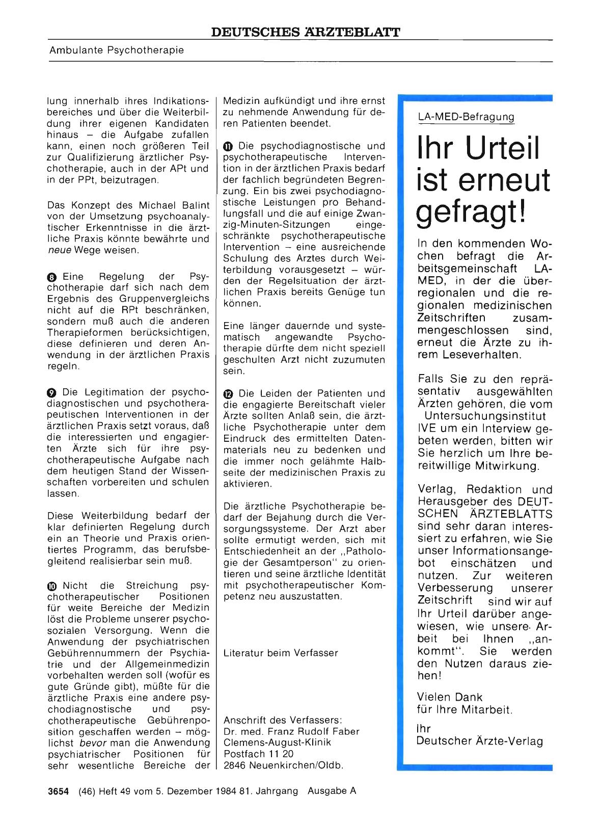 Vorschauseite 1: LA-MED-Befragung: Ihr Urteil ist erneut gefragt!