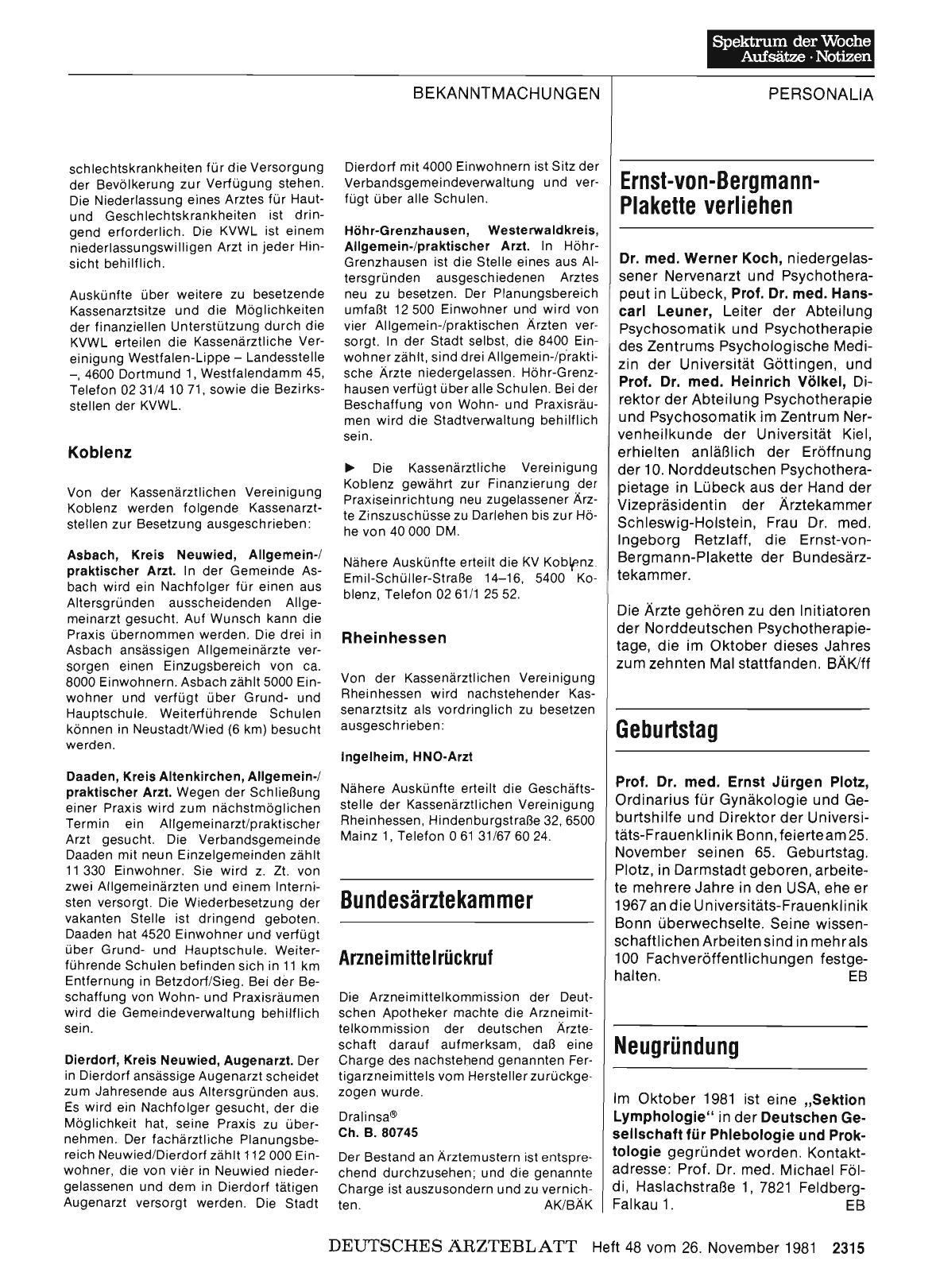 Vorschauseite 1: Bundesärztekammer