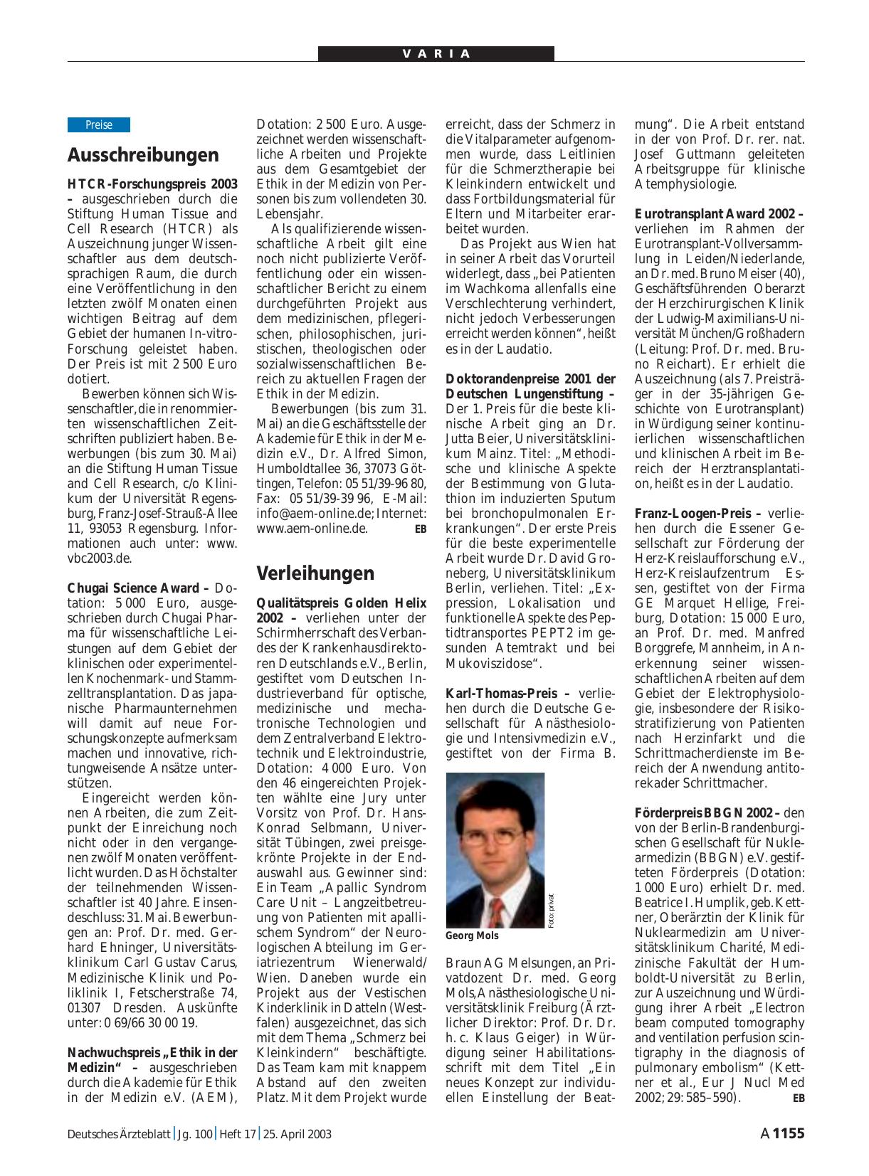Vorschauseite 1: Ausschreibungen