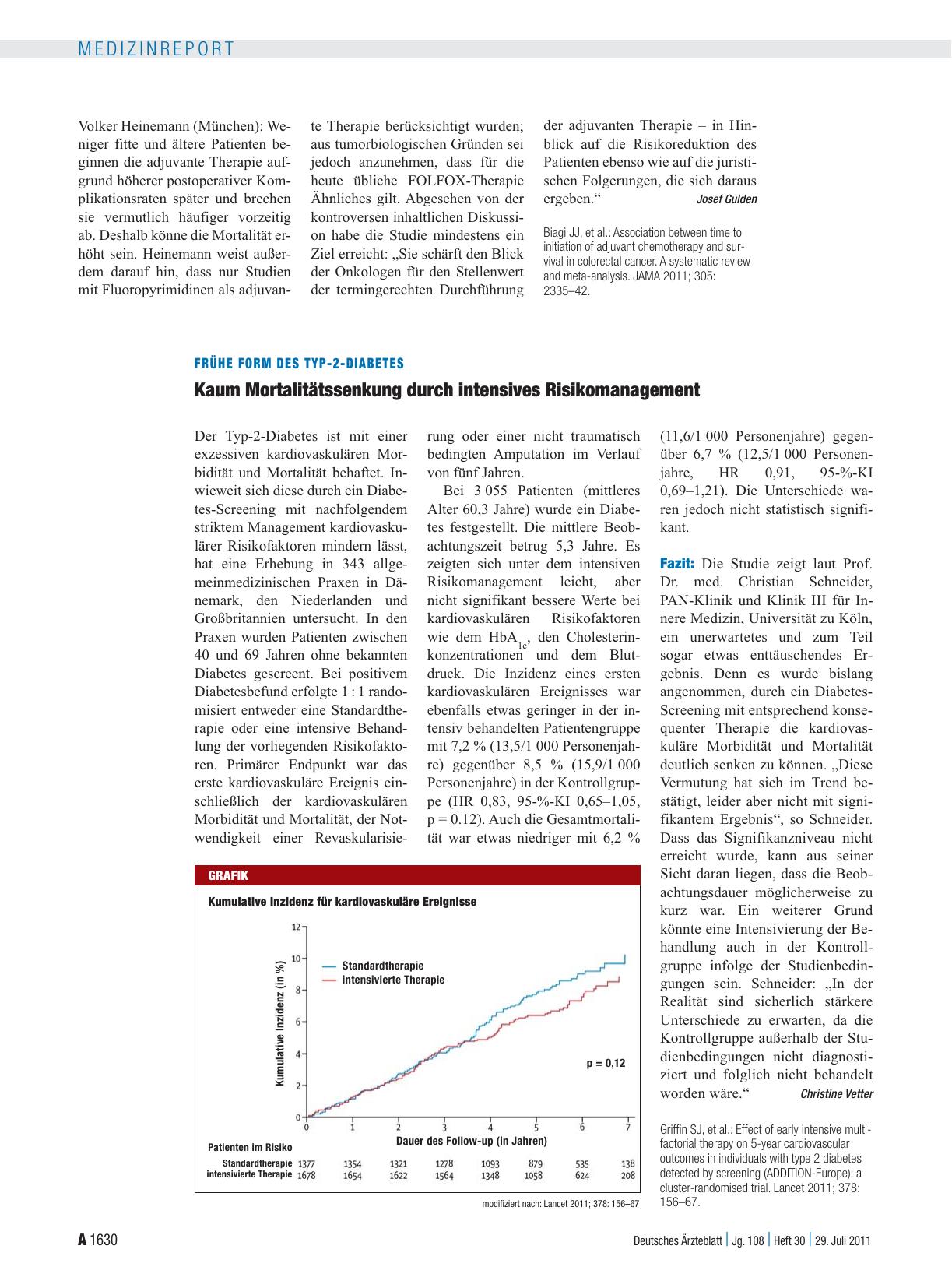 Vorschauseite 1: Frühe Form des Typ-2-Diabetes: Kaum Mortalitätssenkung durch intensives Risikomanagement