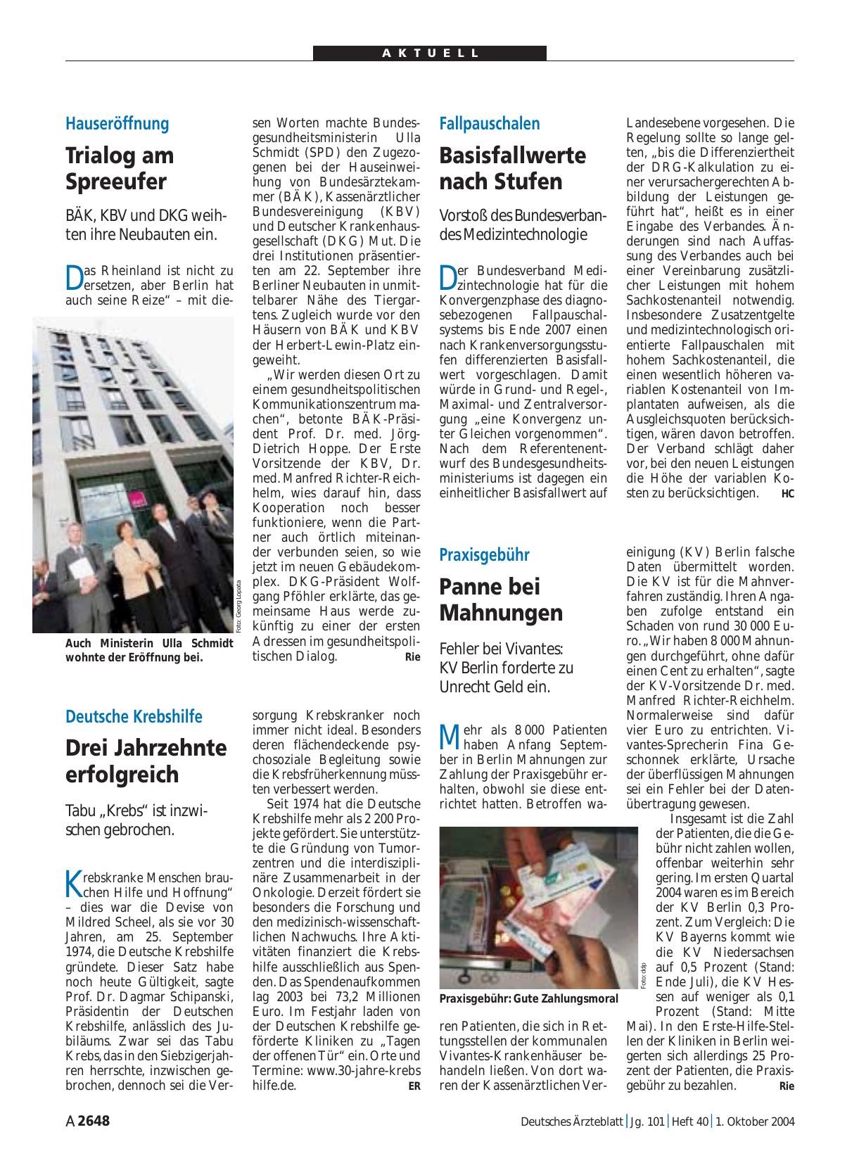 Vorschauseite 1: Deutsche Krebshilfe: Drei Jahrzehnte erfolgreich