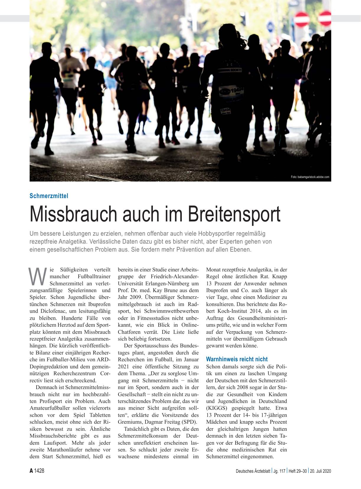 Vorschauseite 1: Schmerzmittel: Missbrauch auch im Breitensport