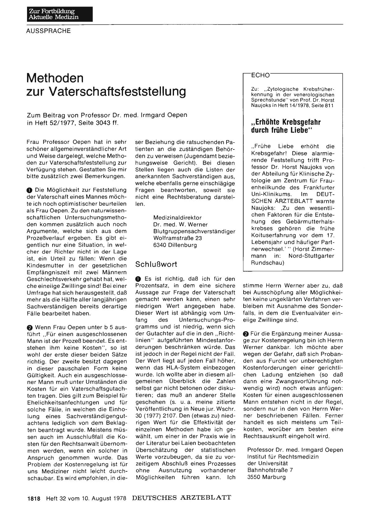 Vorschauseite 1: Methoden zur Vaterschaftsfeststellung