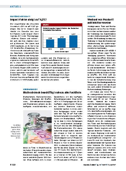 Vorschauseite 1: Deutsches Ärzteblatt: Impact-Faktor steigt auf 4, 257