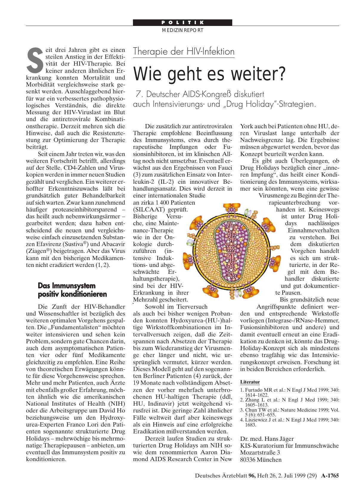 Vorschauseite 1: Therapie der HIV-Infektion: Wie geht es weiter?