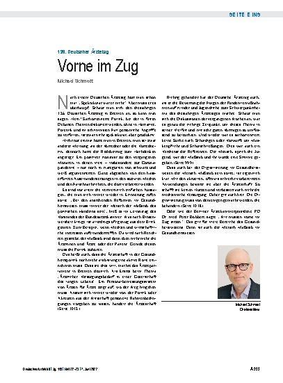 Vorschauseite 1: 126. Deutscher Ärztetag: Vorne im Zug